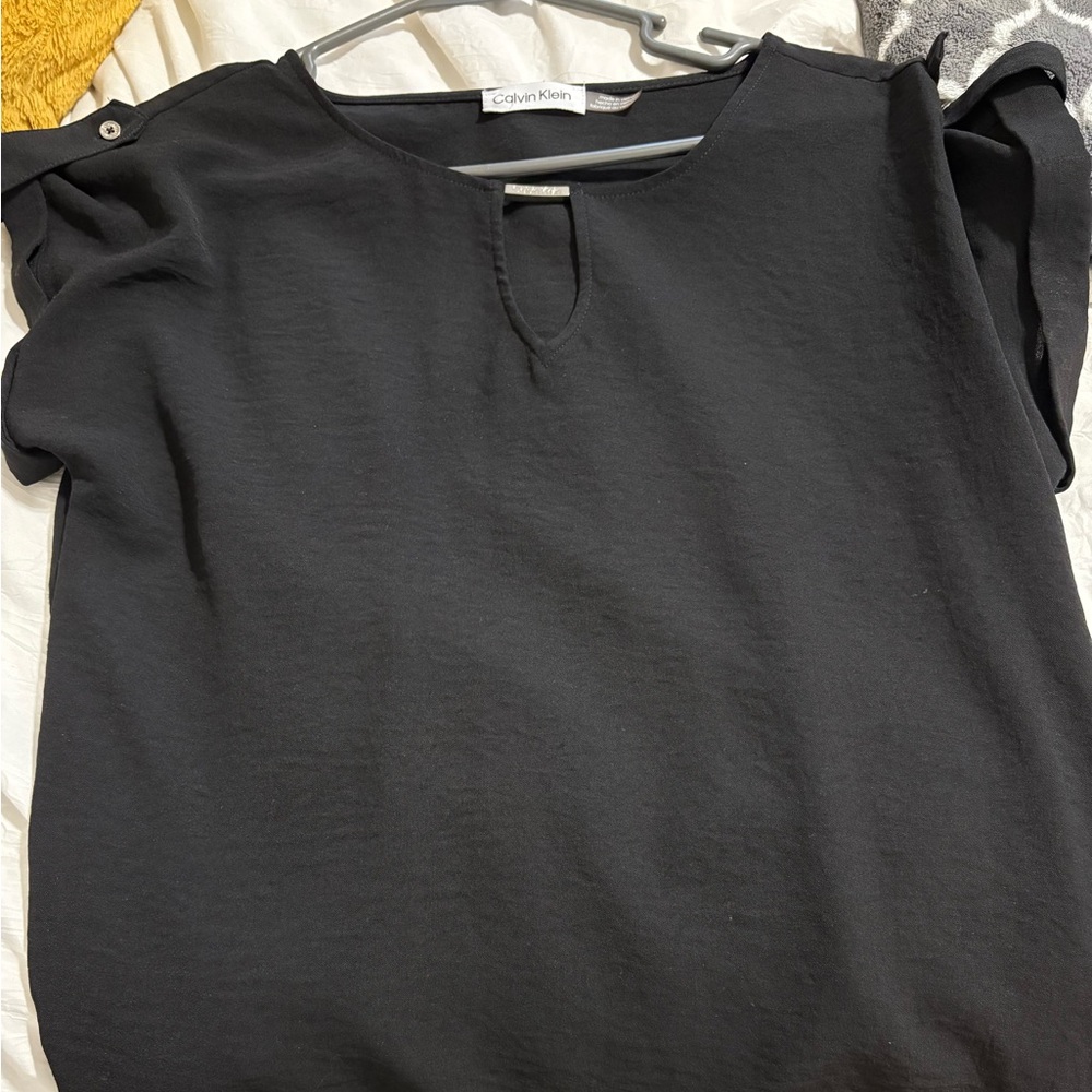 Calvin Klein Jet Black Top with Button Detail